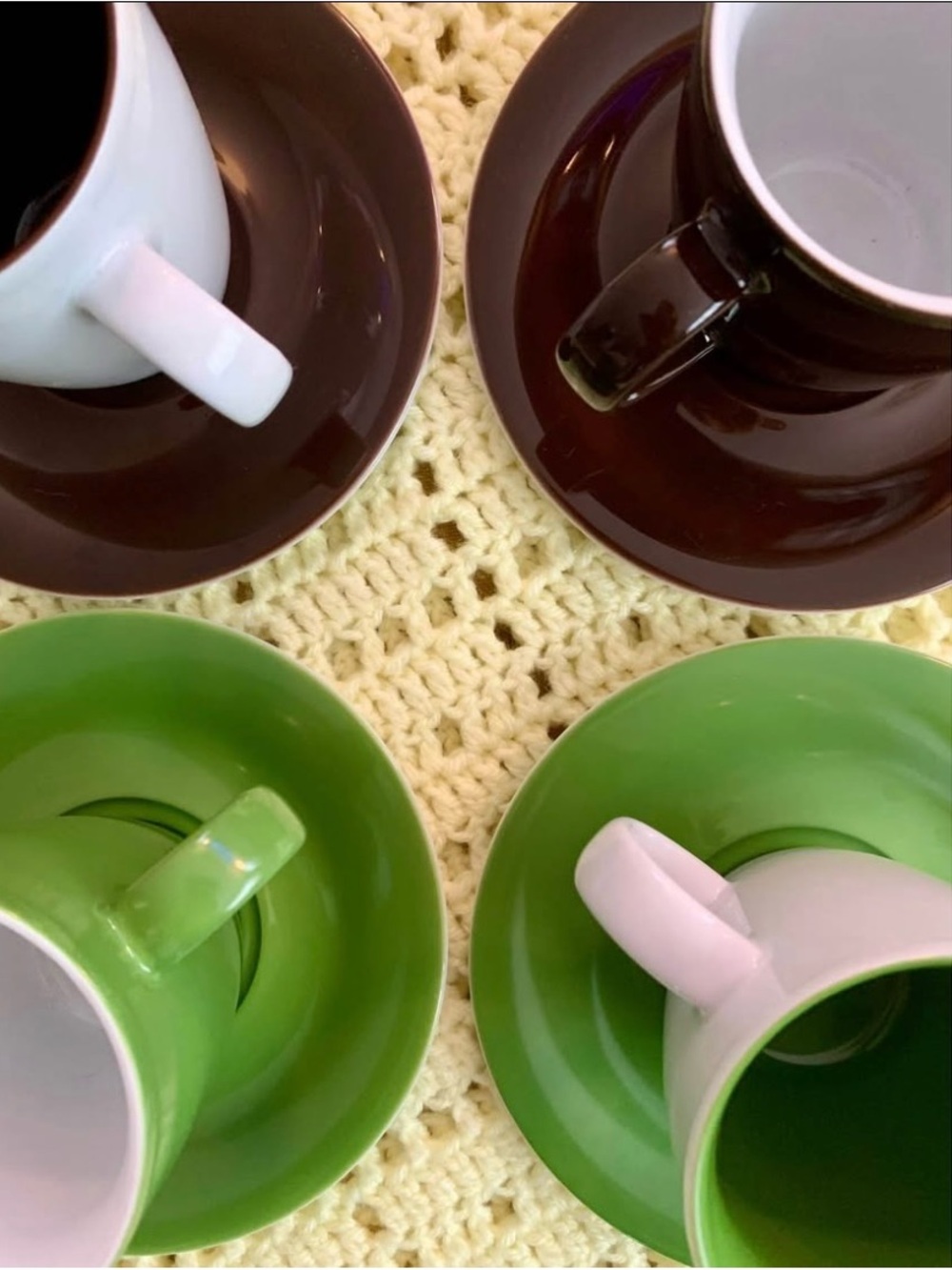 Kahla German (4 set) Made Two Tone Colorful Espresso Cups & Saucers